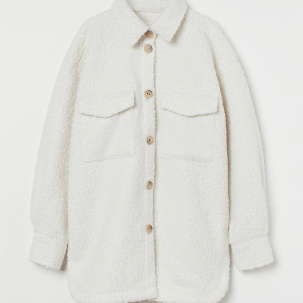 NWOT white teddy shacket